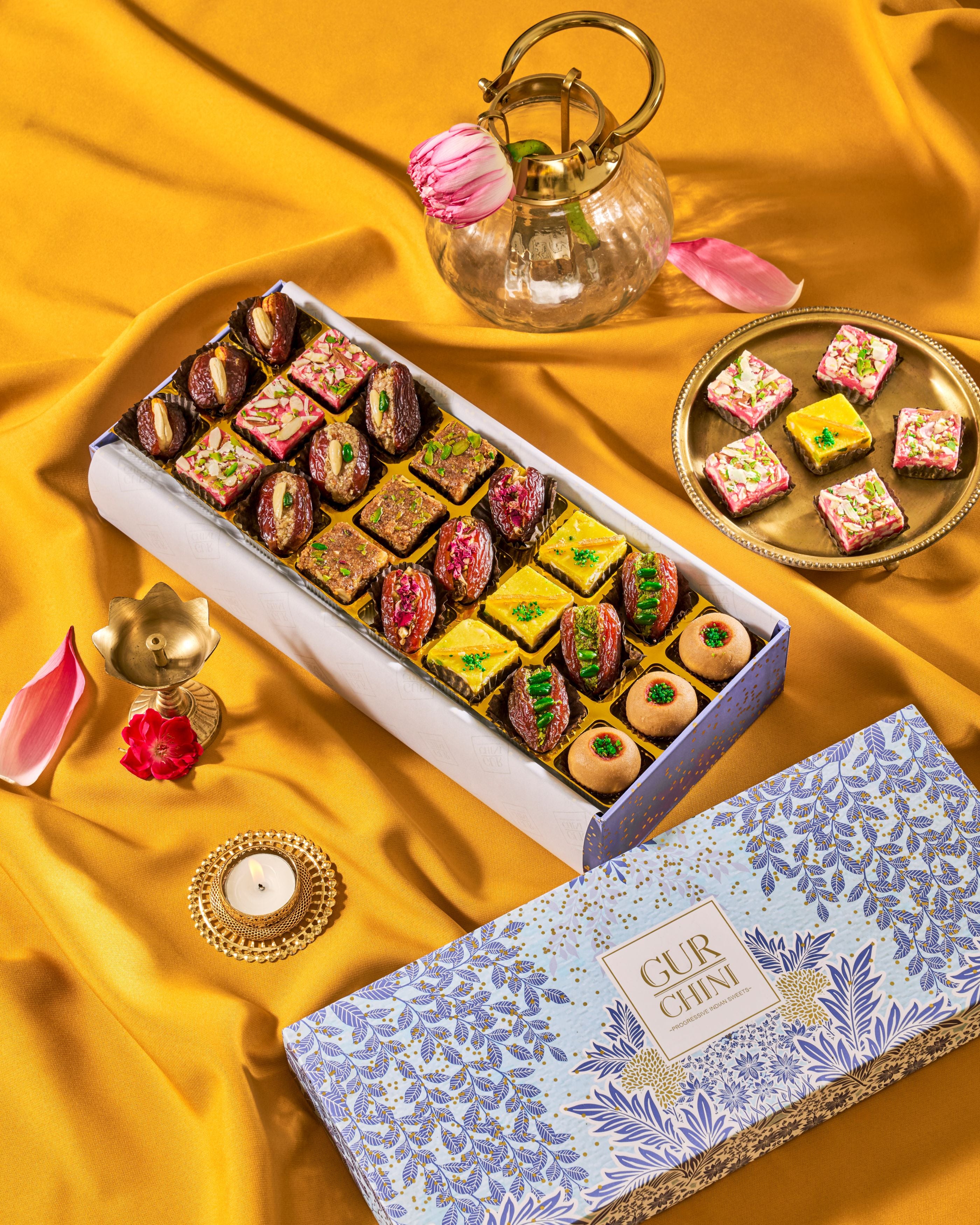 Luxury Blue Dior Box of 24 Pcs Sweets & Seeds Stuffed Dates