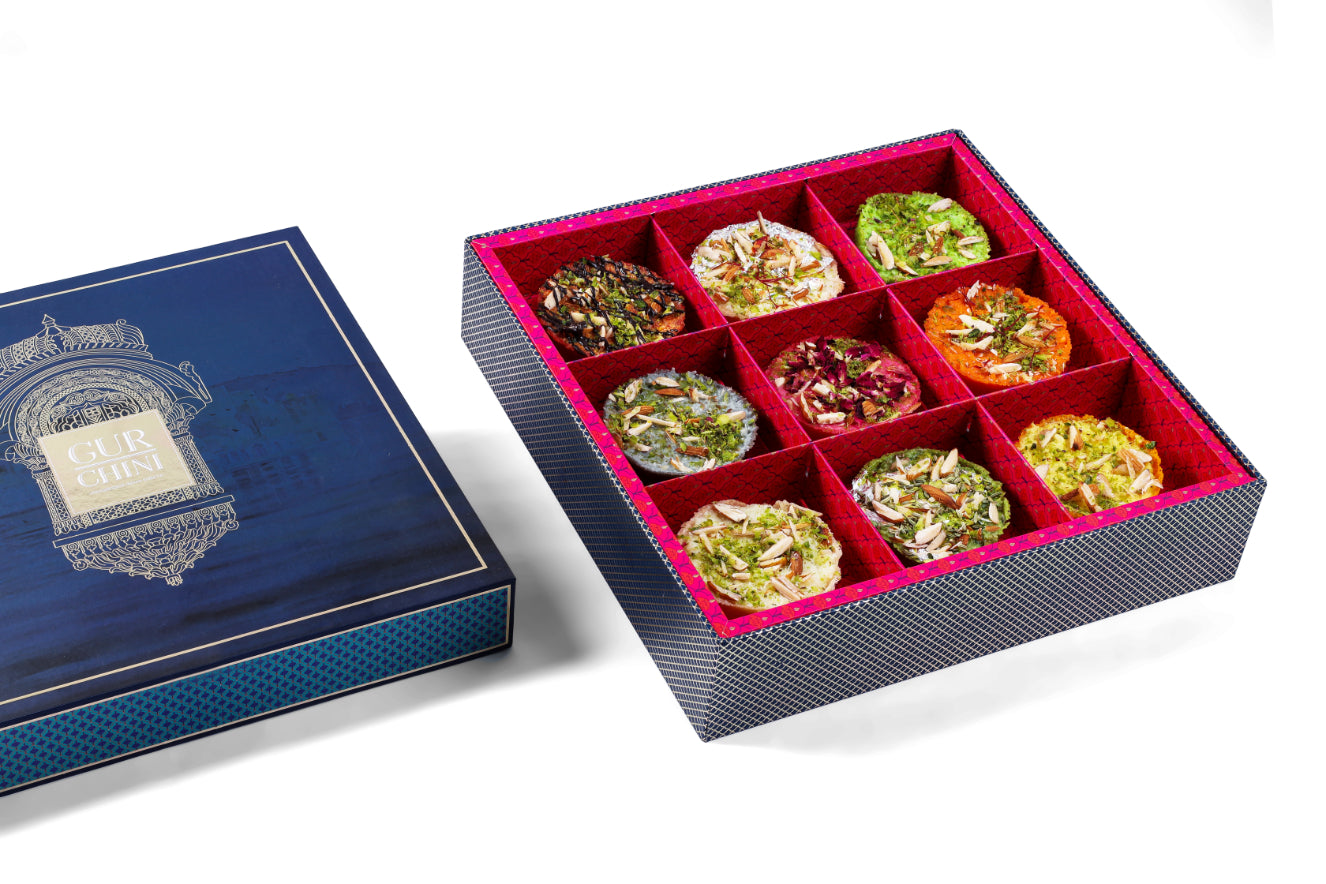 Blue Jharokha Luxury Box of Ghewar for Teej Festival