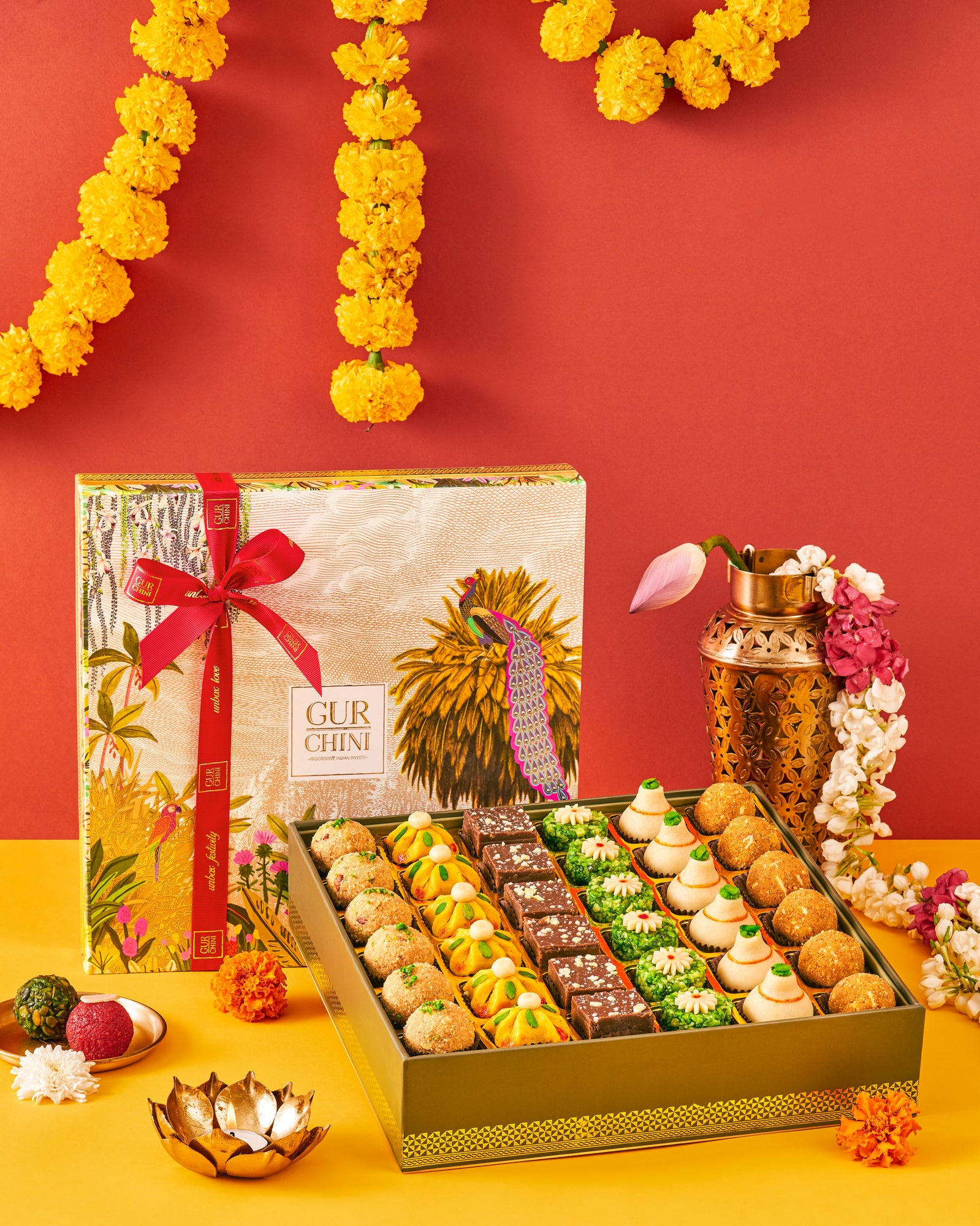 Diwali Special Luxury Green Bird Box of Assorted Sweets 36 pcs.