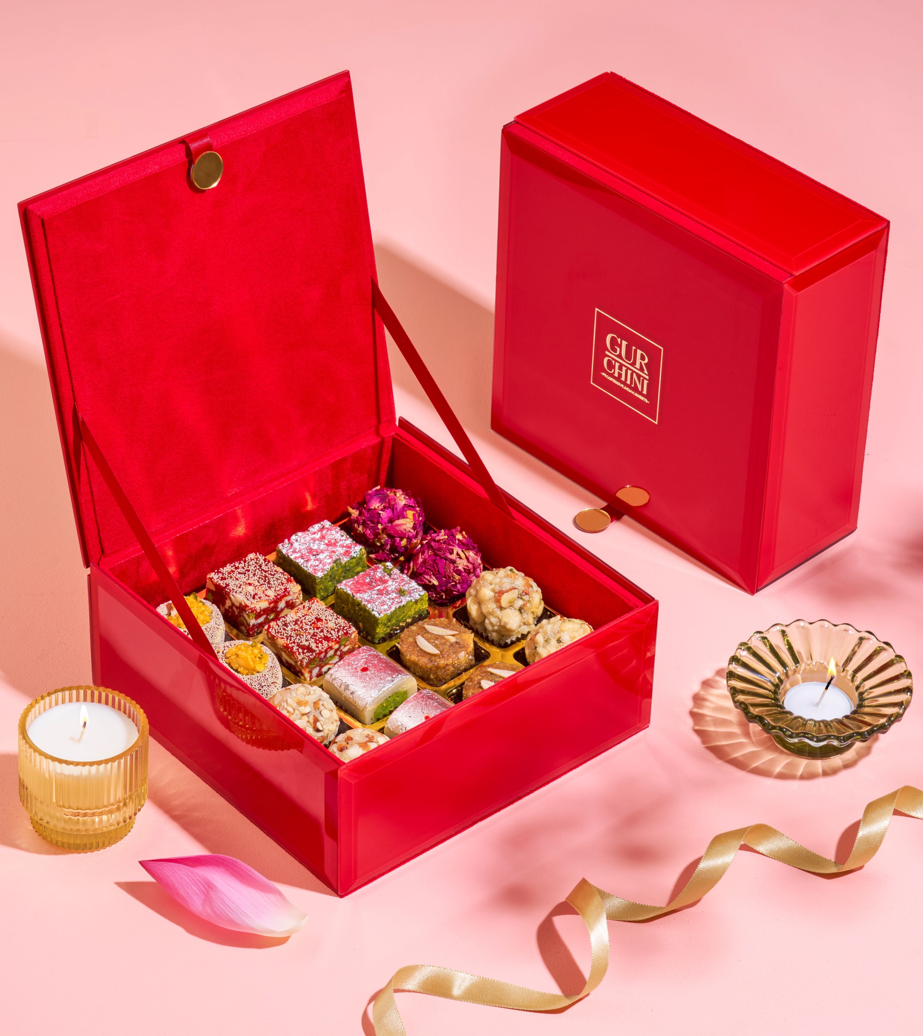 Luxury Red Glass Top 16 Cavities Box