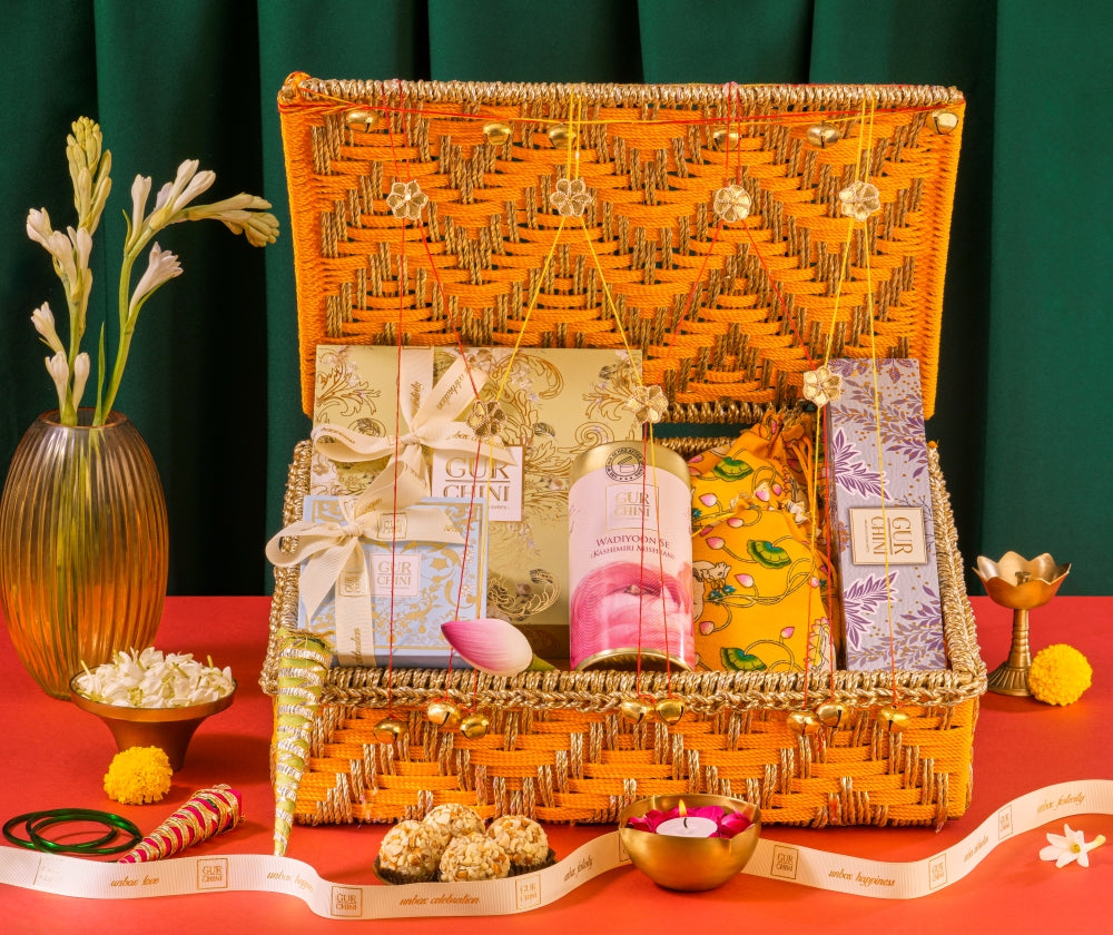 Luxury Hamper for Teej Festival Celebration in Orange Basket