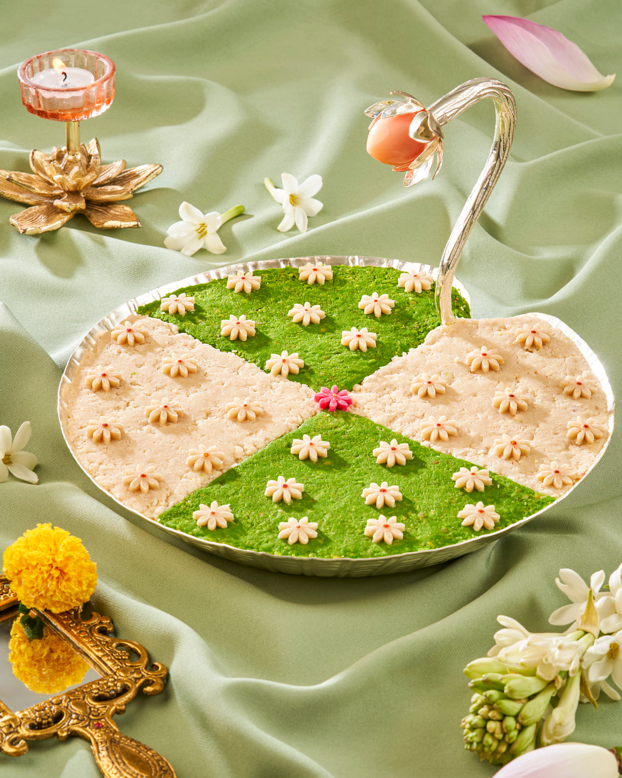 GURCHINI SPECIAL LUXURY LOTUS PLATTER WITH ROSE BUD