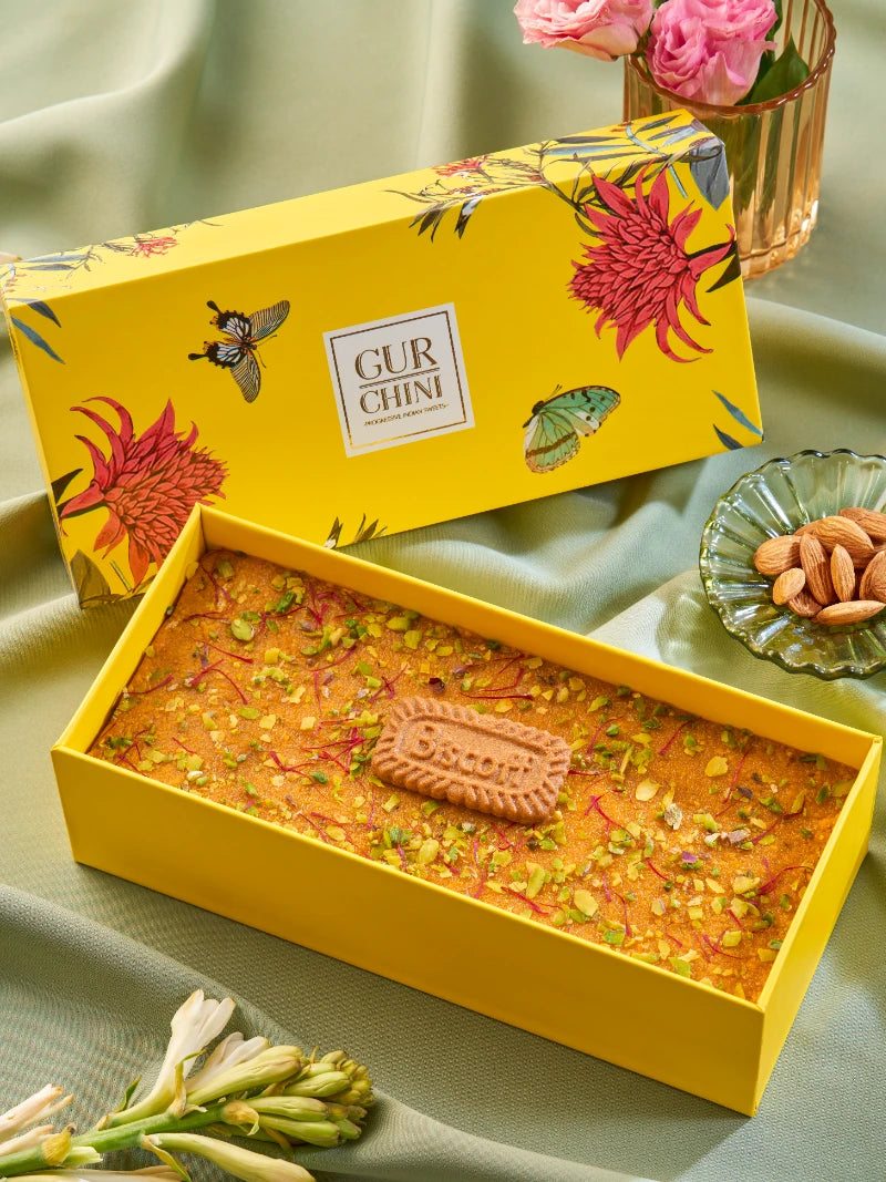 A LUXURY BOX OF KESAR MOTICHOOR BISCOFF SLAB