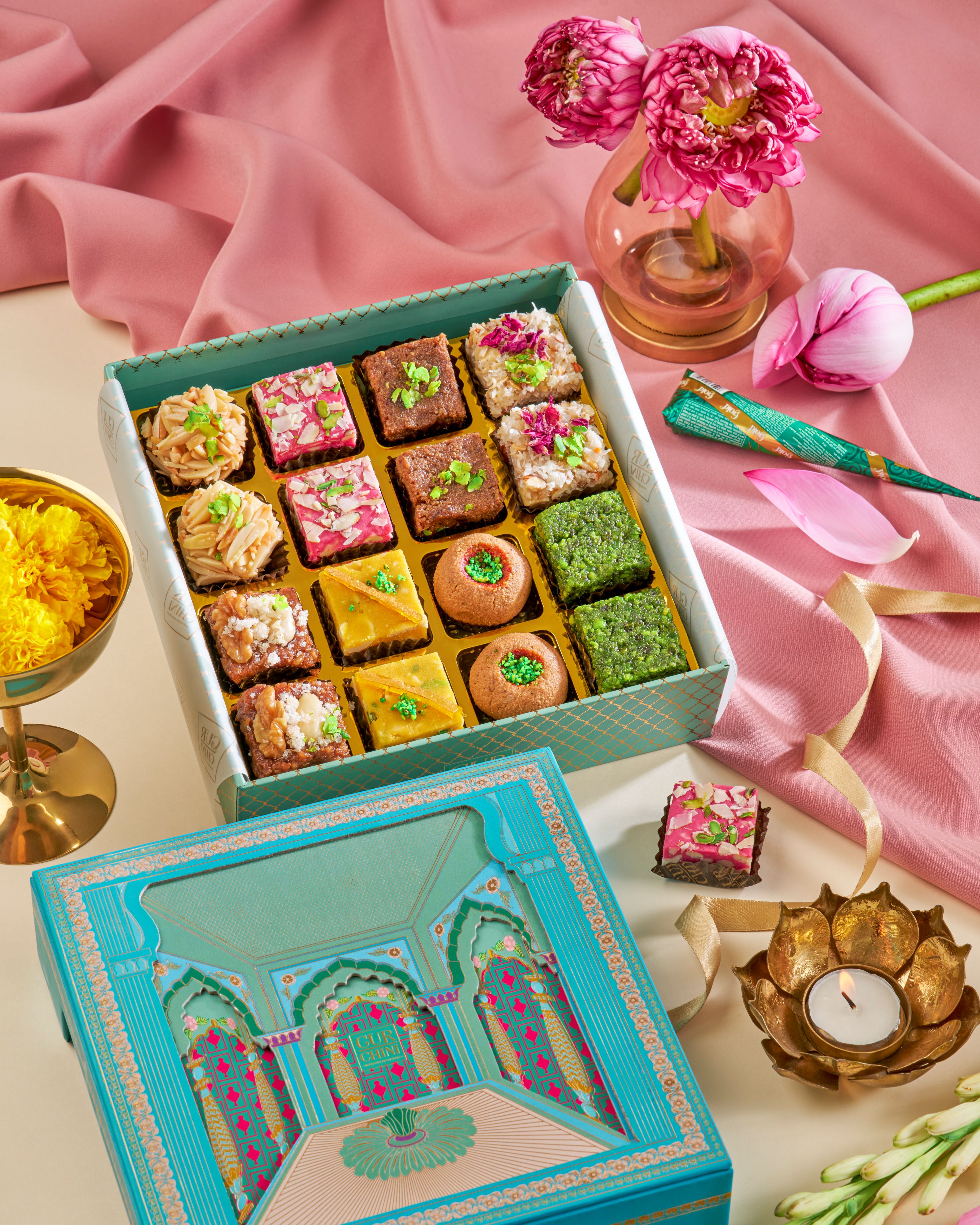 Mewar Collection Luxury Blue Box With Assorted Sweets of 16 Pcs