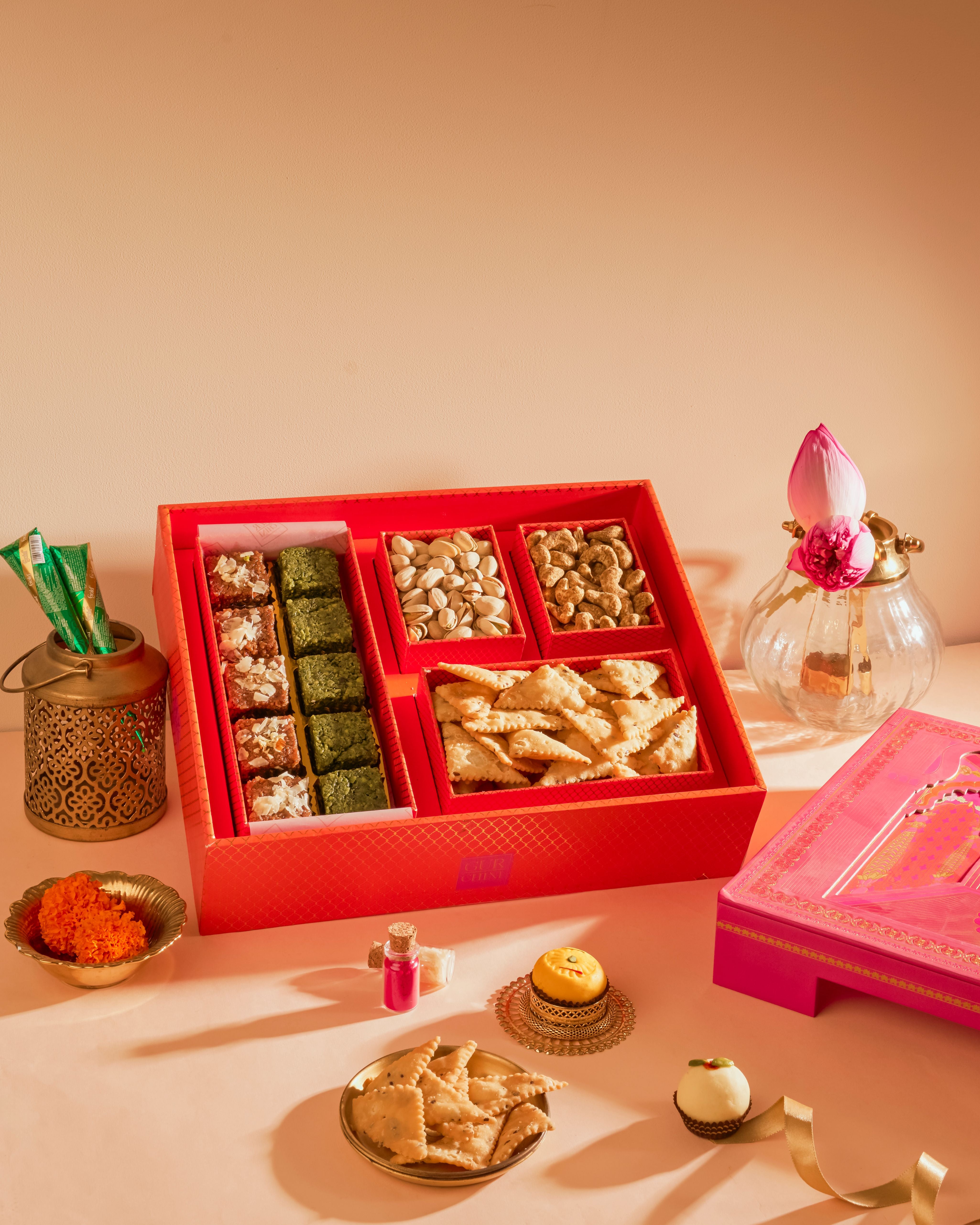 Mewar Collection Luxury Orange Box With 4 Set