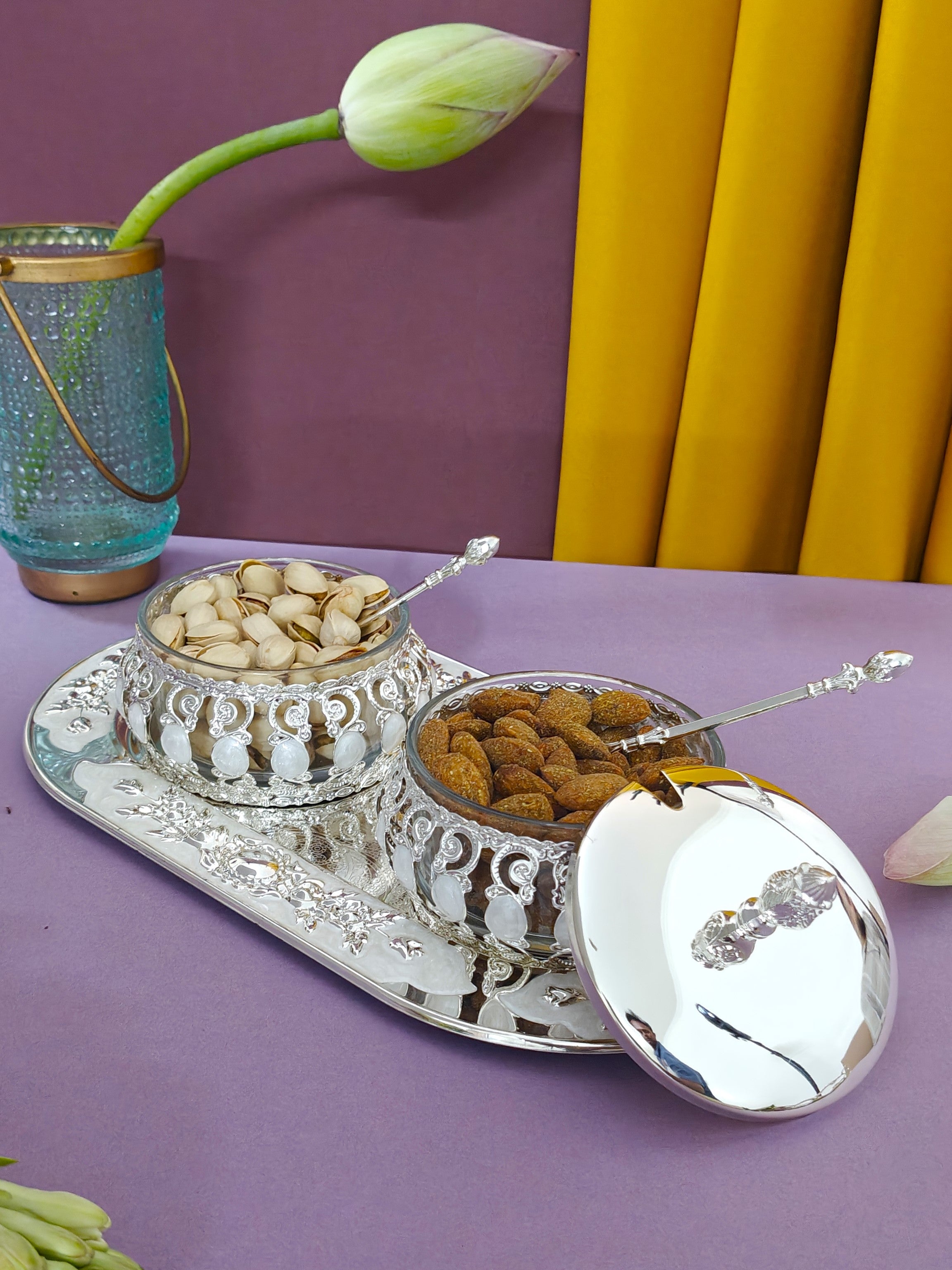 LUXURY SET OF SILVER PLATER WITH 2 BOWL