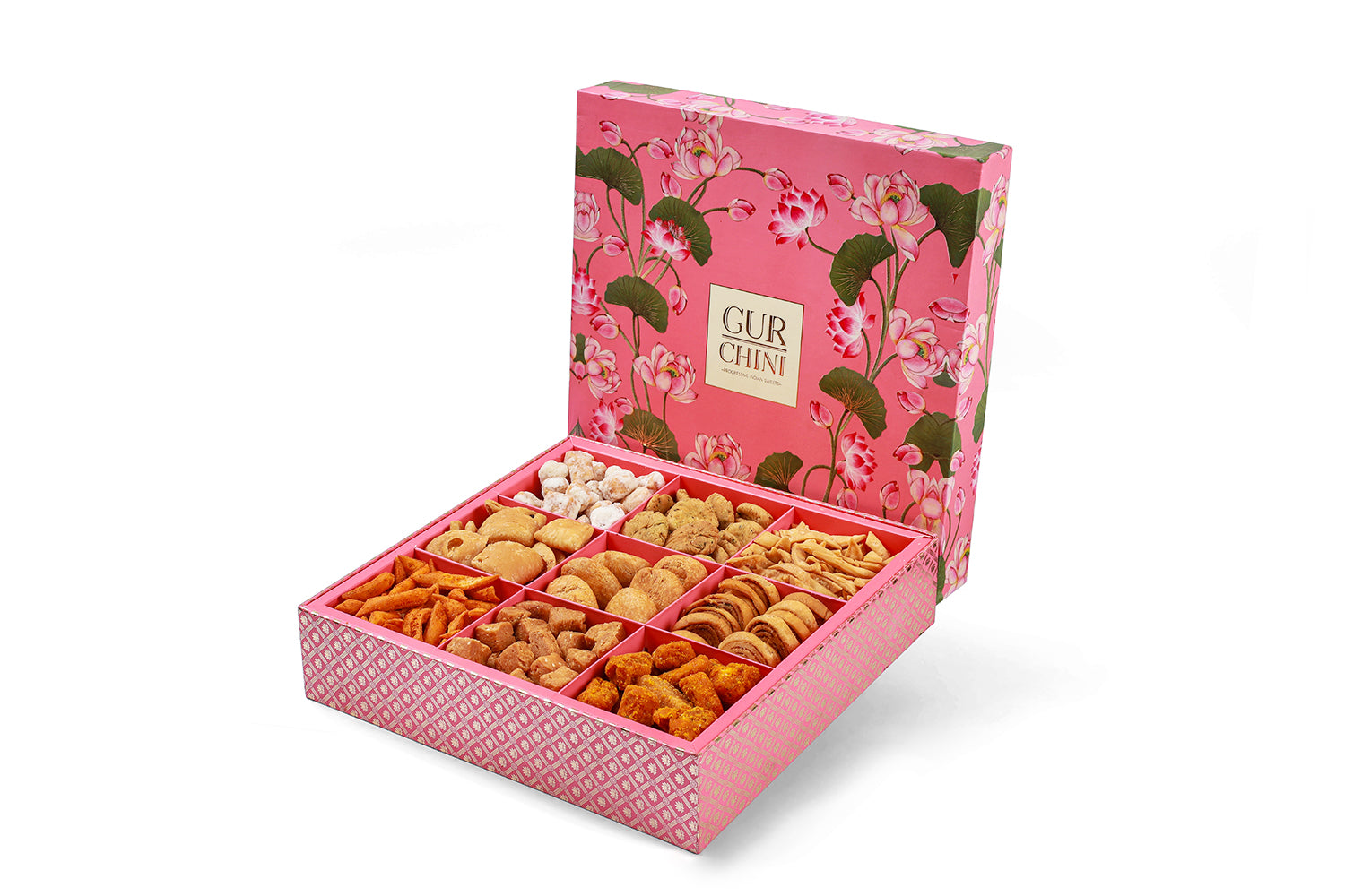 Luxury Pink Lotus 9 Coloum Bhaji Box.