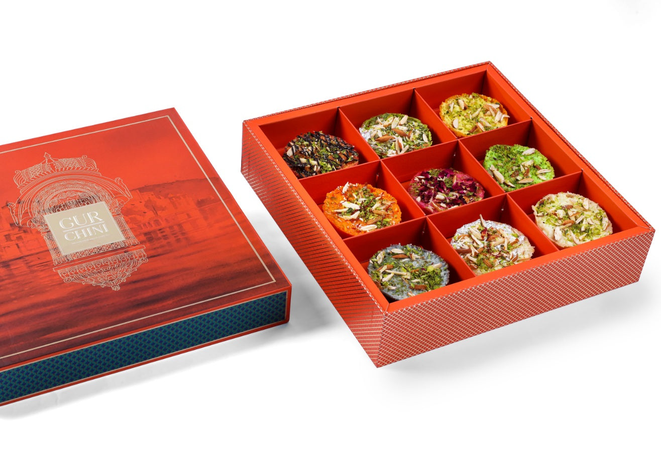 Orange Jharokha Luxury Box of Ghewar.