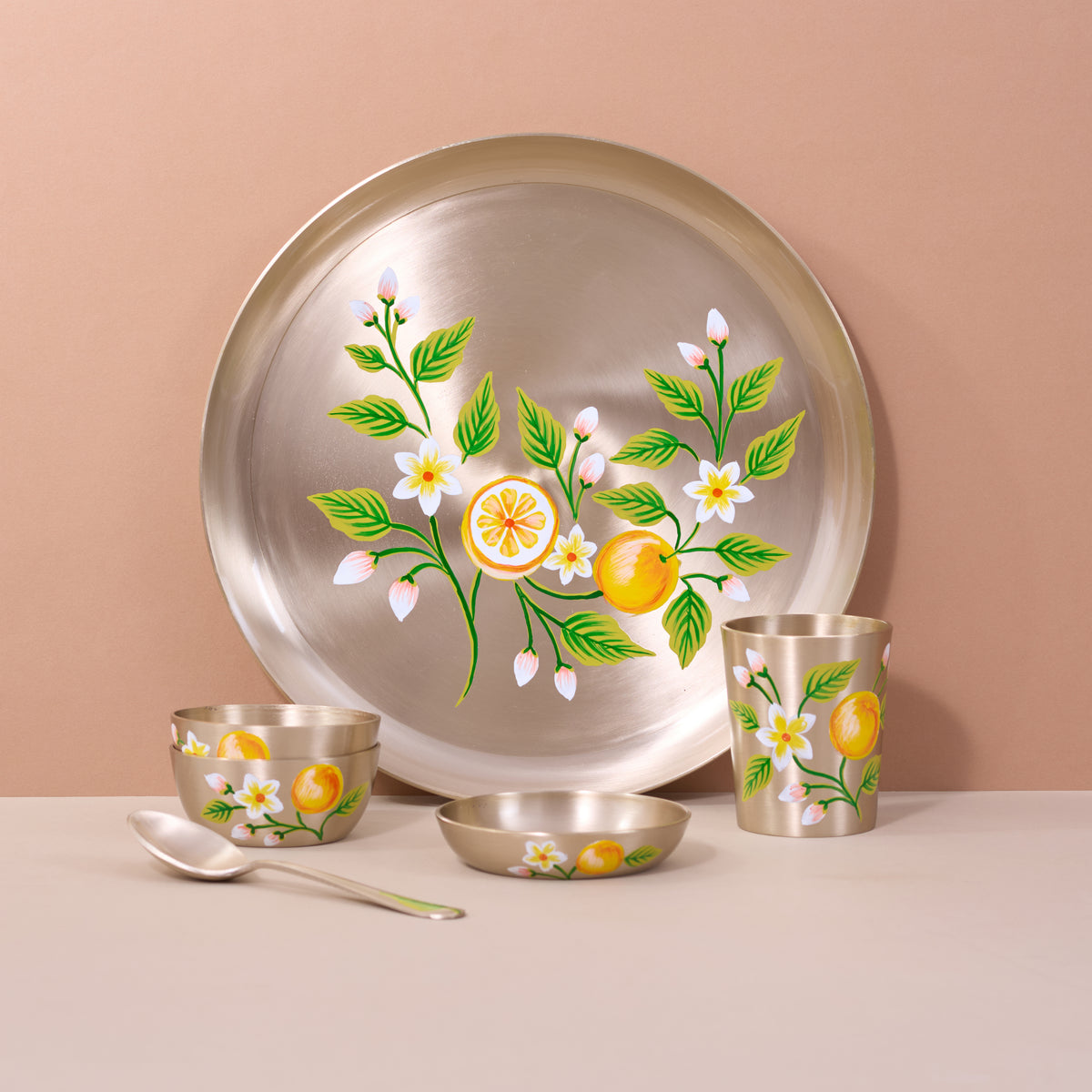 Hand Made Kastkari Citrus Thal Set