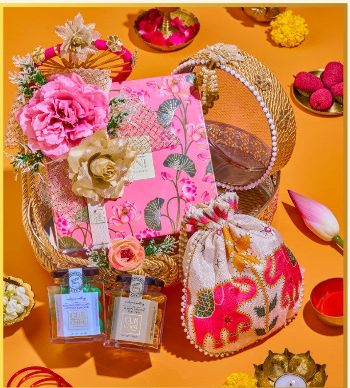 THE KARWA CHAUTH SARGI HAMPER WITH SILVER TRAY