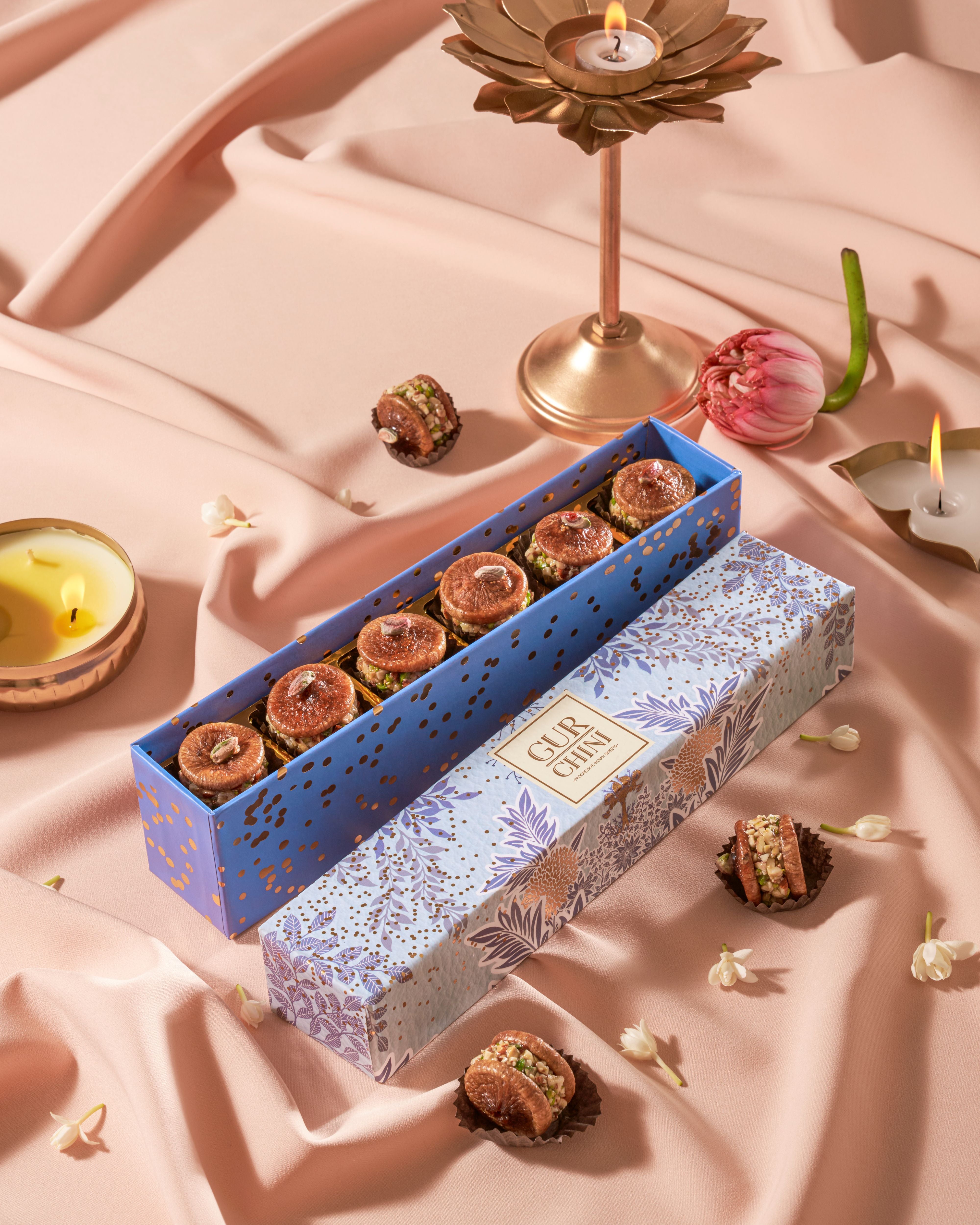 Luxury Blue Dior Box of 6 Pcs Anjeer Sandwich