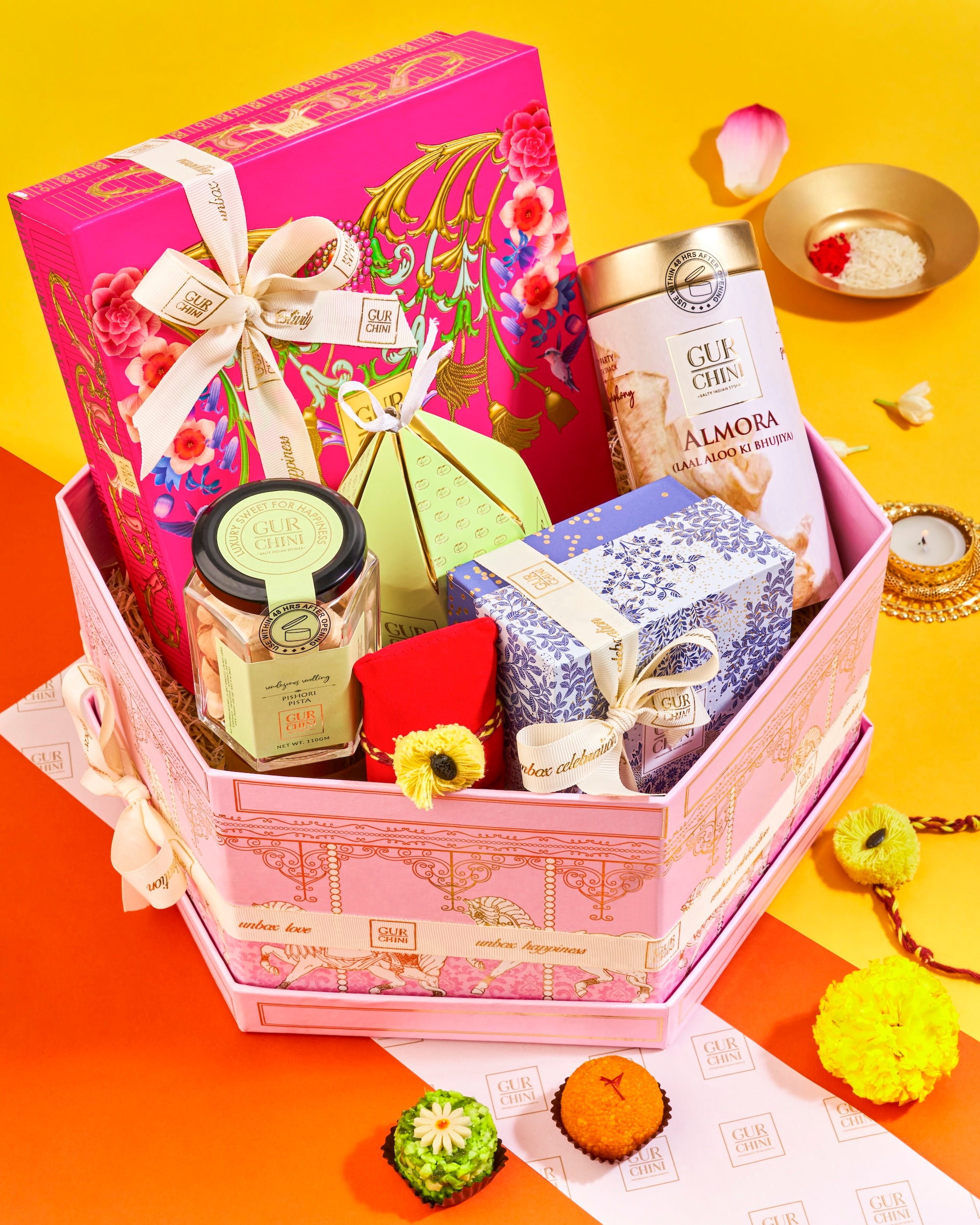 Rakhi Celebration Hamper  With Dry Fruits Jar & Sweet Box Of 16 Pcs