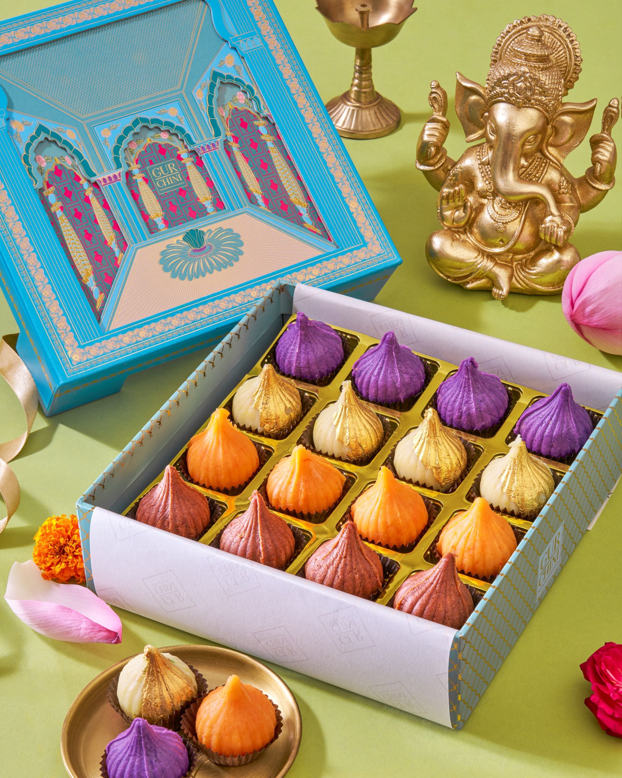 Mewar Collection Luxury Blue Box With Assorted Modak of 16 Pcs