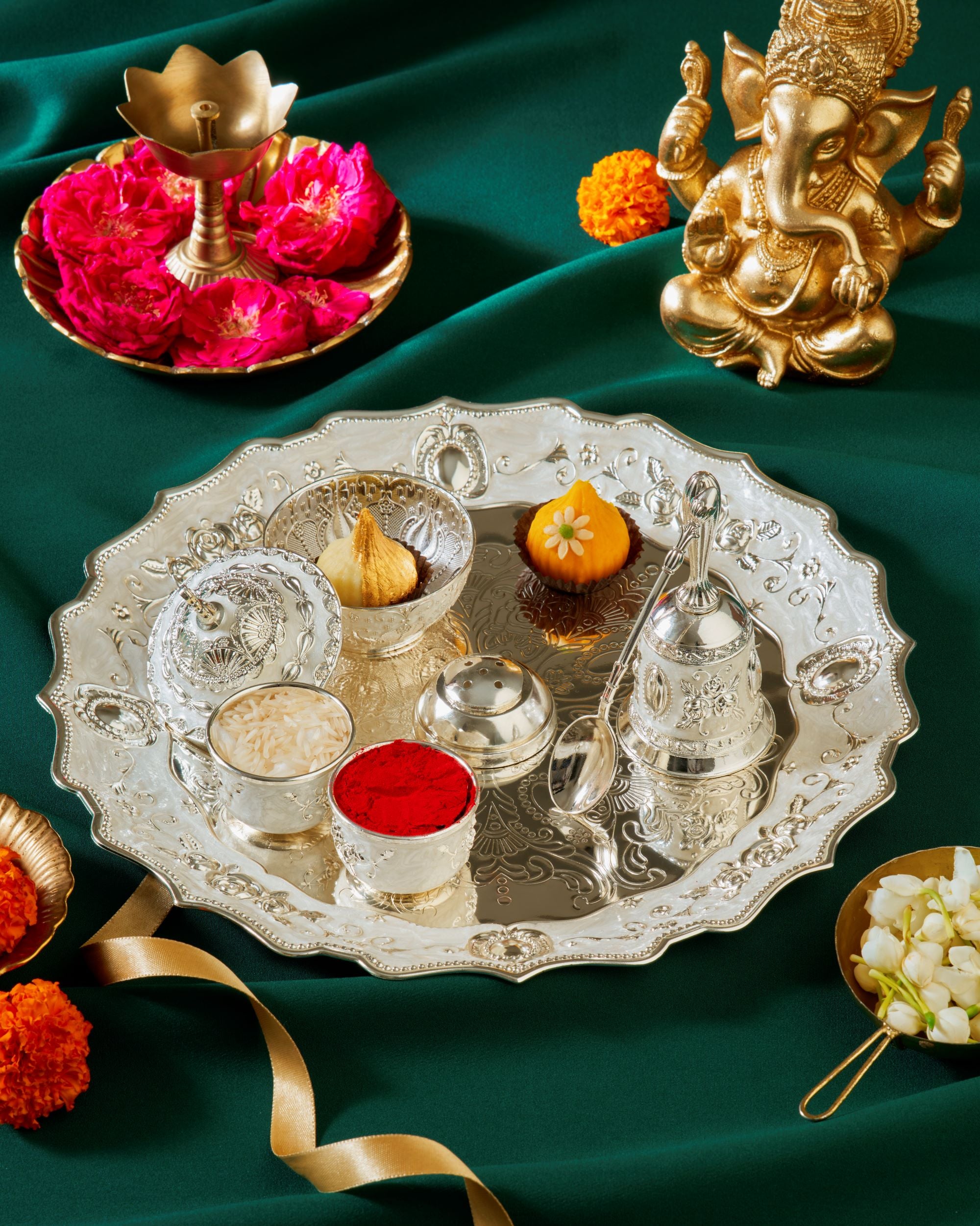 Ganesh Chaturthi Special Luxury Pooja Thall With Modak