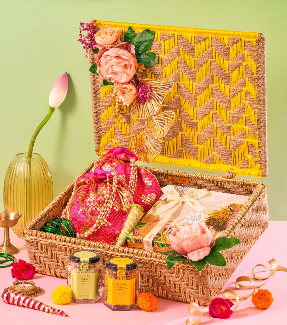Luxury Hamper for Festival Celebration in Yellow Basket