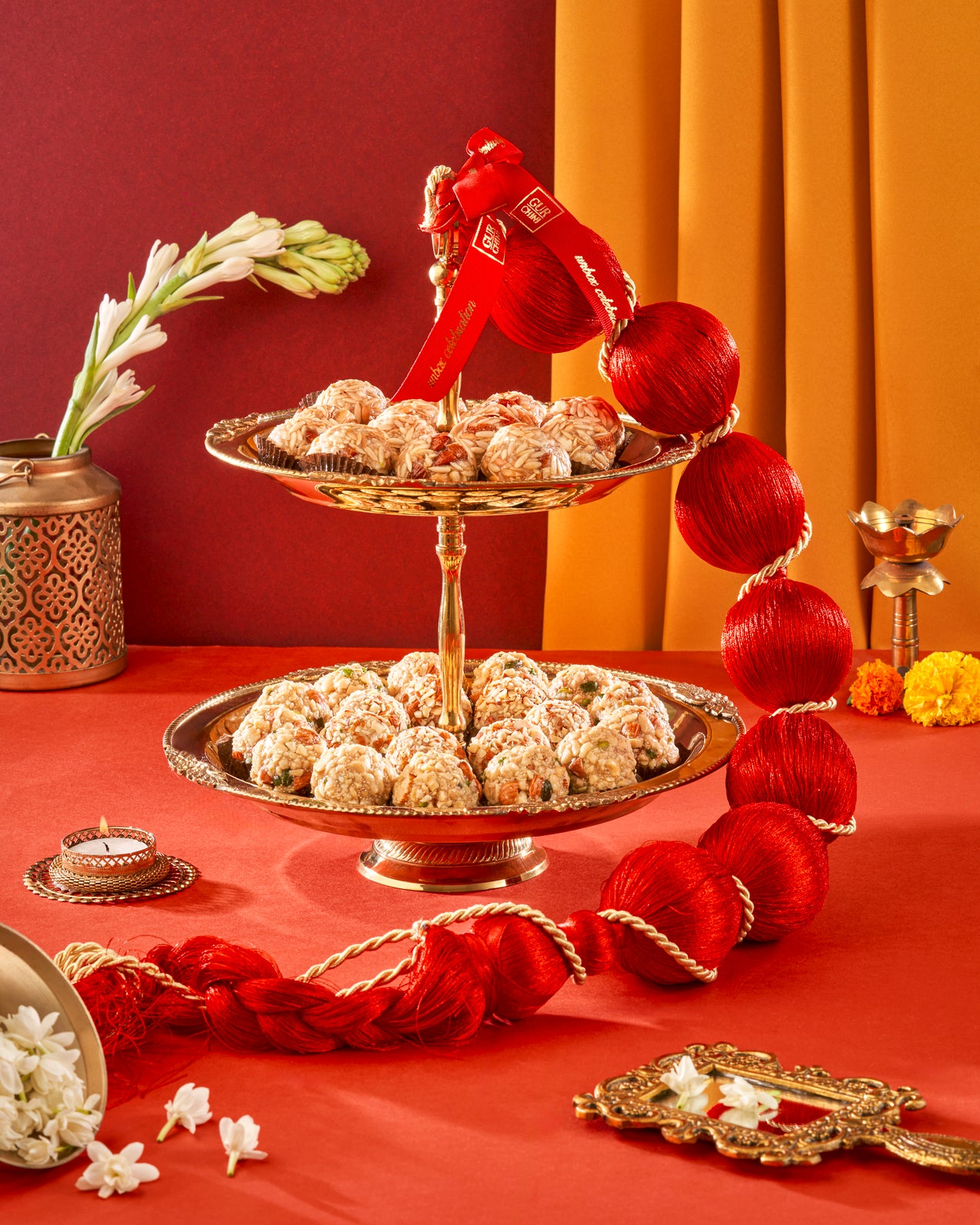 LUXURY GOLD PLATED  2 TIER STAND FILL WITH SWEETS