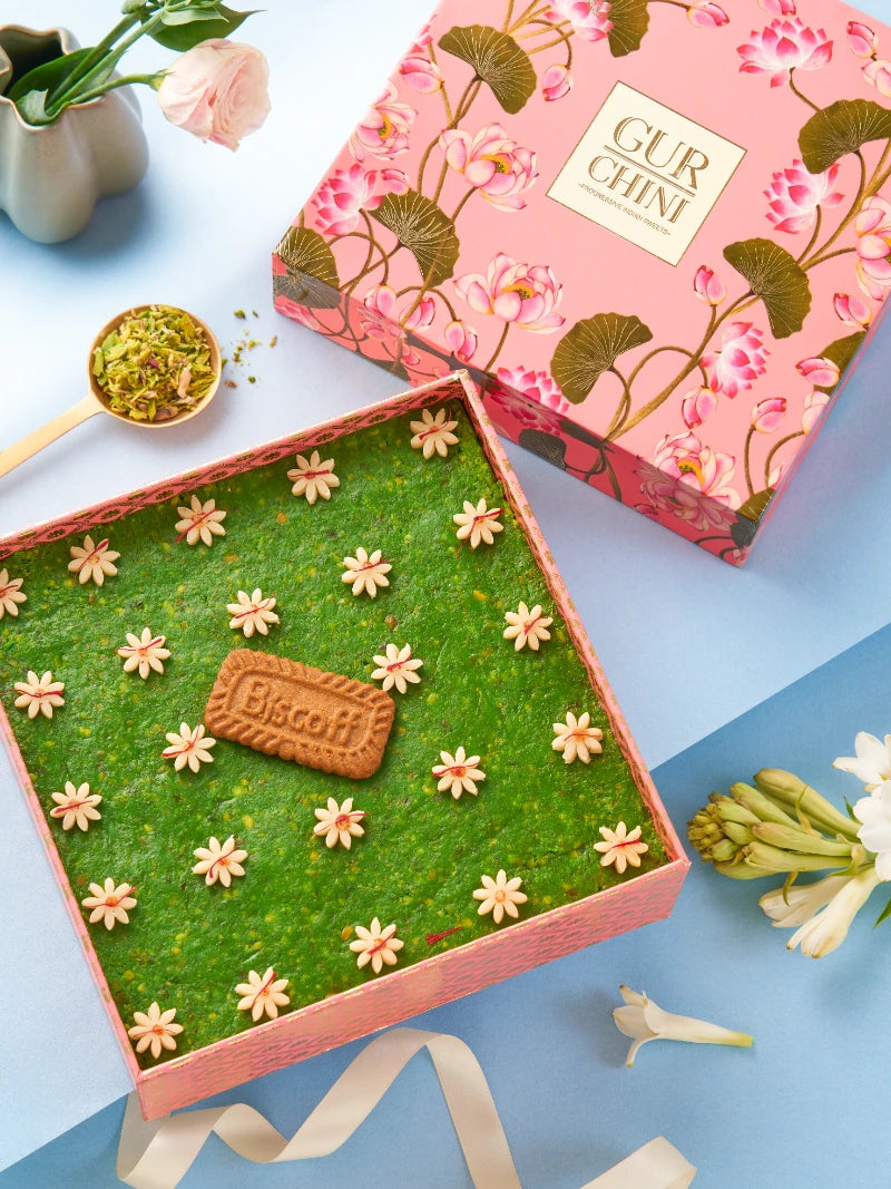 A LUXURY BOX OF ITALIAN BRUT PISTACHIO BISCOFF SLAB