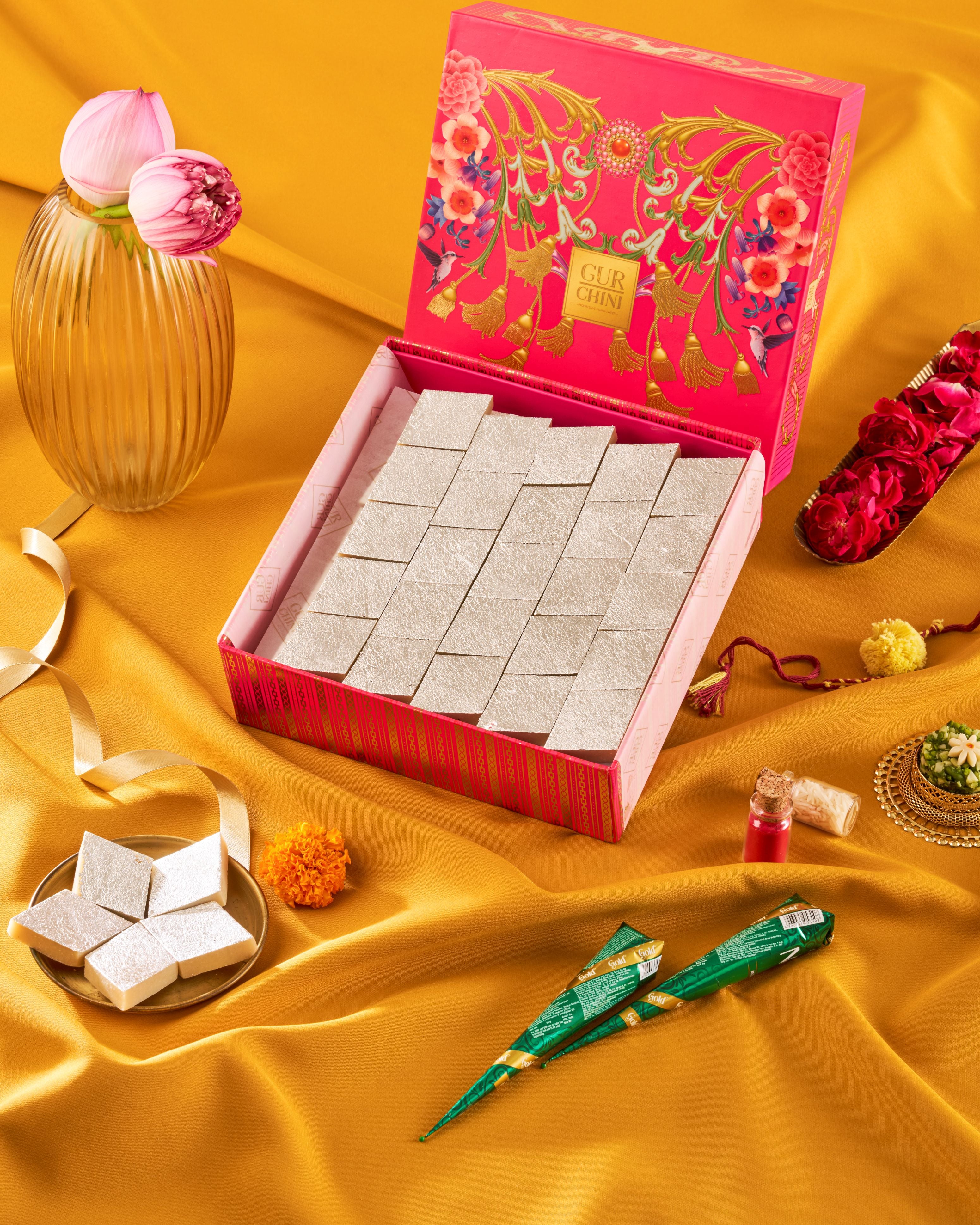Rakhi Celebration With Luxury Pink Box of Kaju Katli