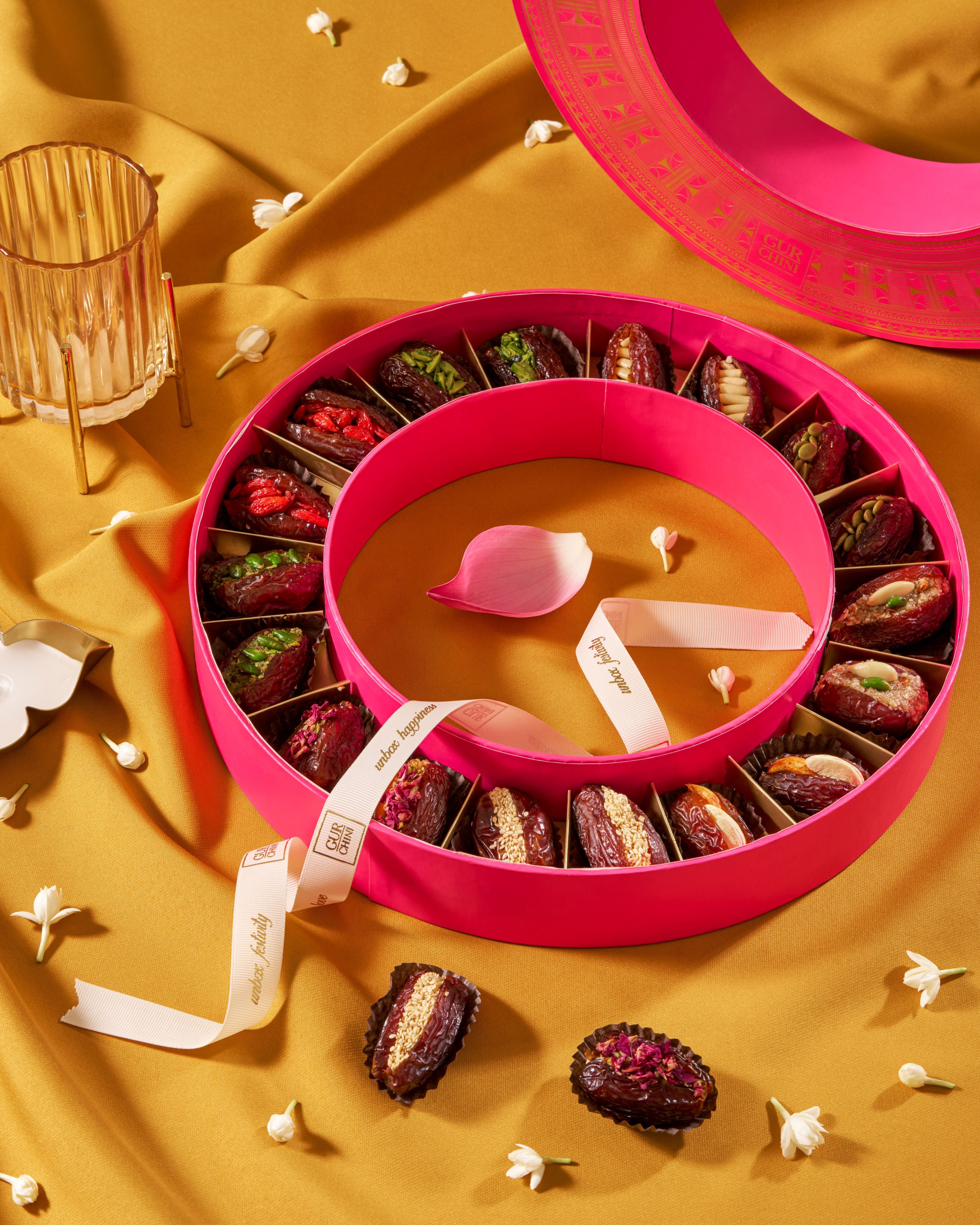 Circle of Love Meganta Pink Box with Stuffed Medjoul Dates