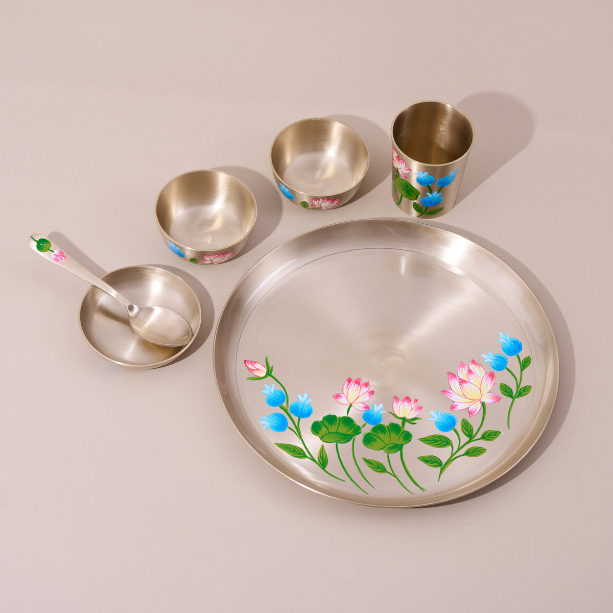 Hand Made Kastkari Lotus & Blossom Thal Set